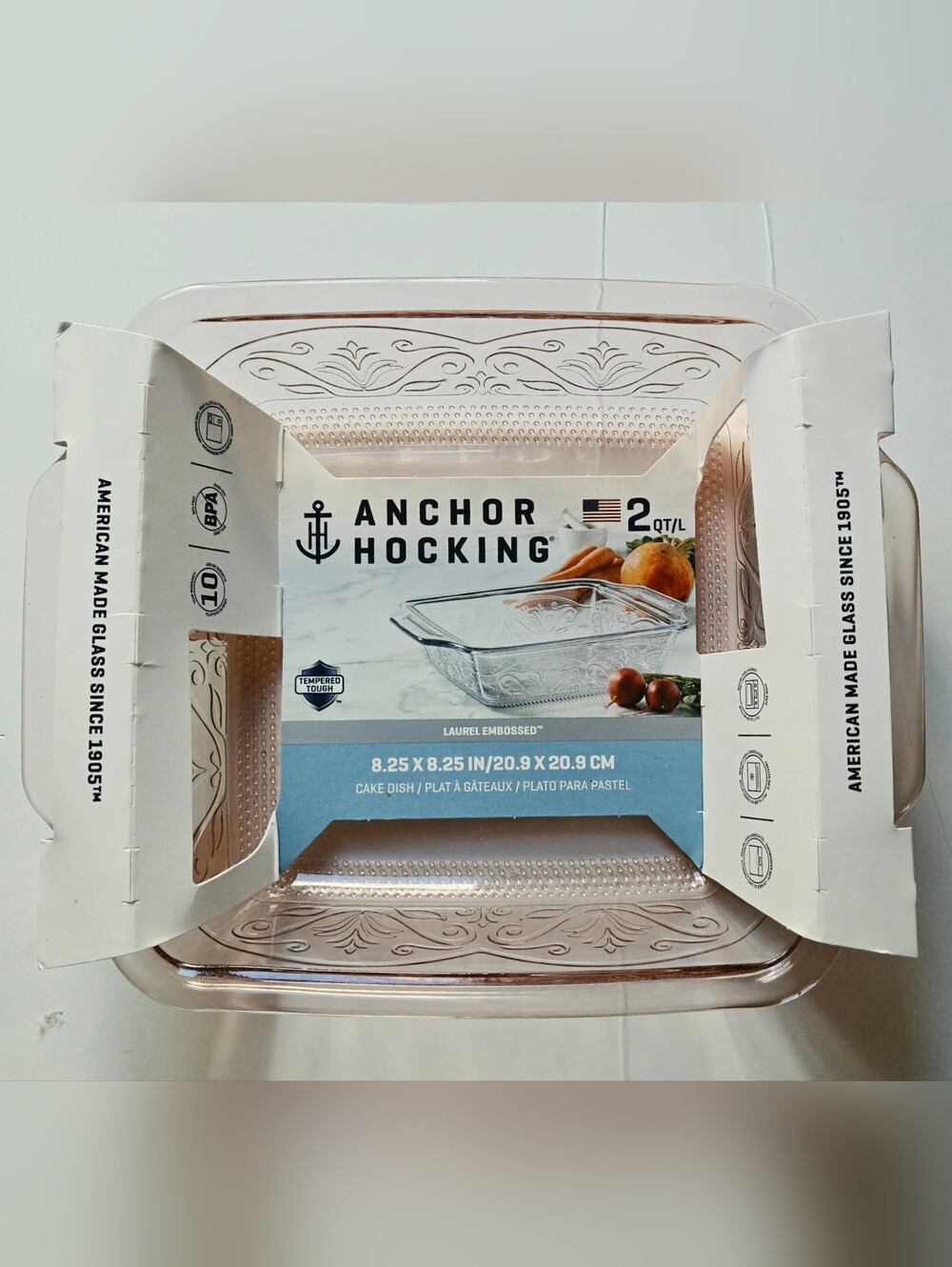 Anchor Hocking Laurel Embossed Glass Cake Dish